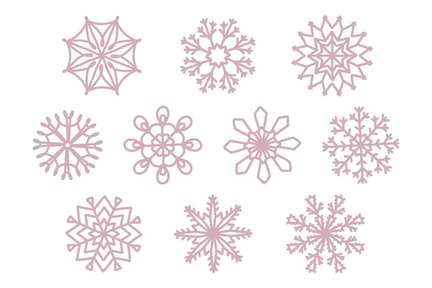 schöne Schneeflockensammlung, festliches Weihnachtsvektordesign von einzigartigen Wintersymbolen vektor