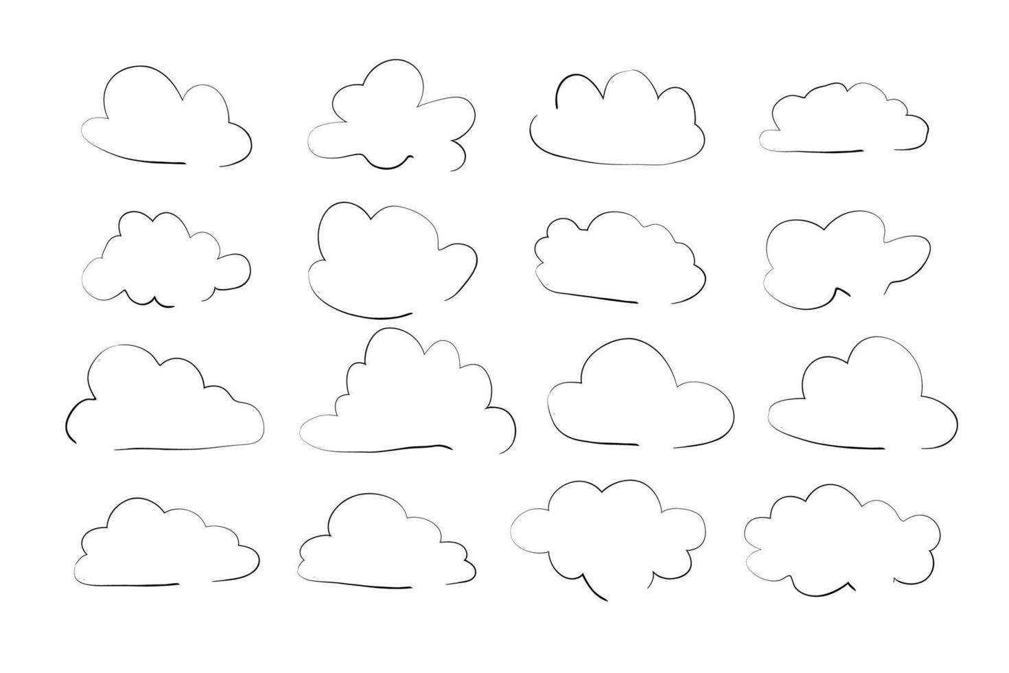 Cloud-Set im handgezeichneten Doodle-Skizzen-Stil vektor