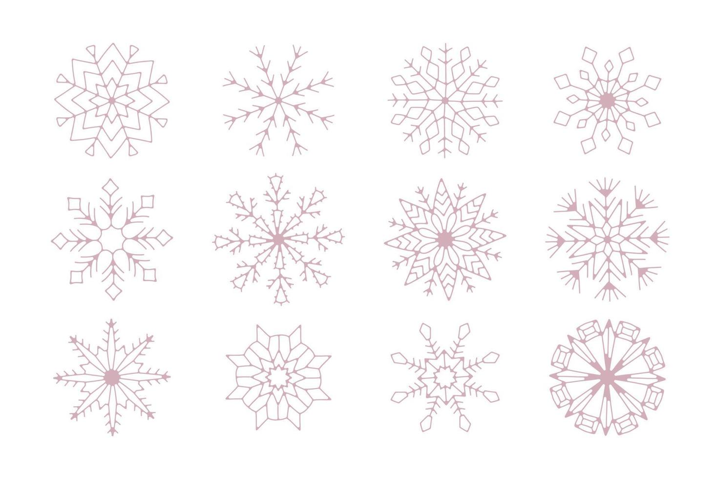 Satz einzigartiges Winterschneeflockenweihnachtsvektordesign für Broschürenfahnenkartenaufkleber vektor