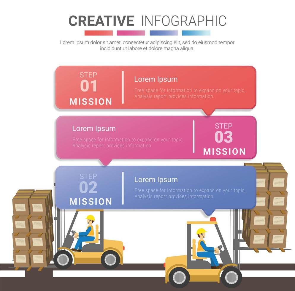 infografik för logistik. lager och lagerutrustning vektor