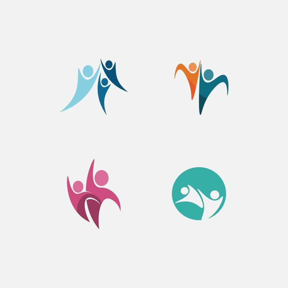 Menschen Symbol Arbeitsgruppe Vektor Logo Gemeinschaftspflege Gesundheit