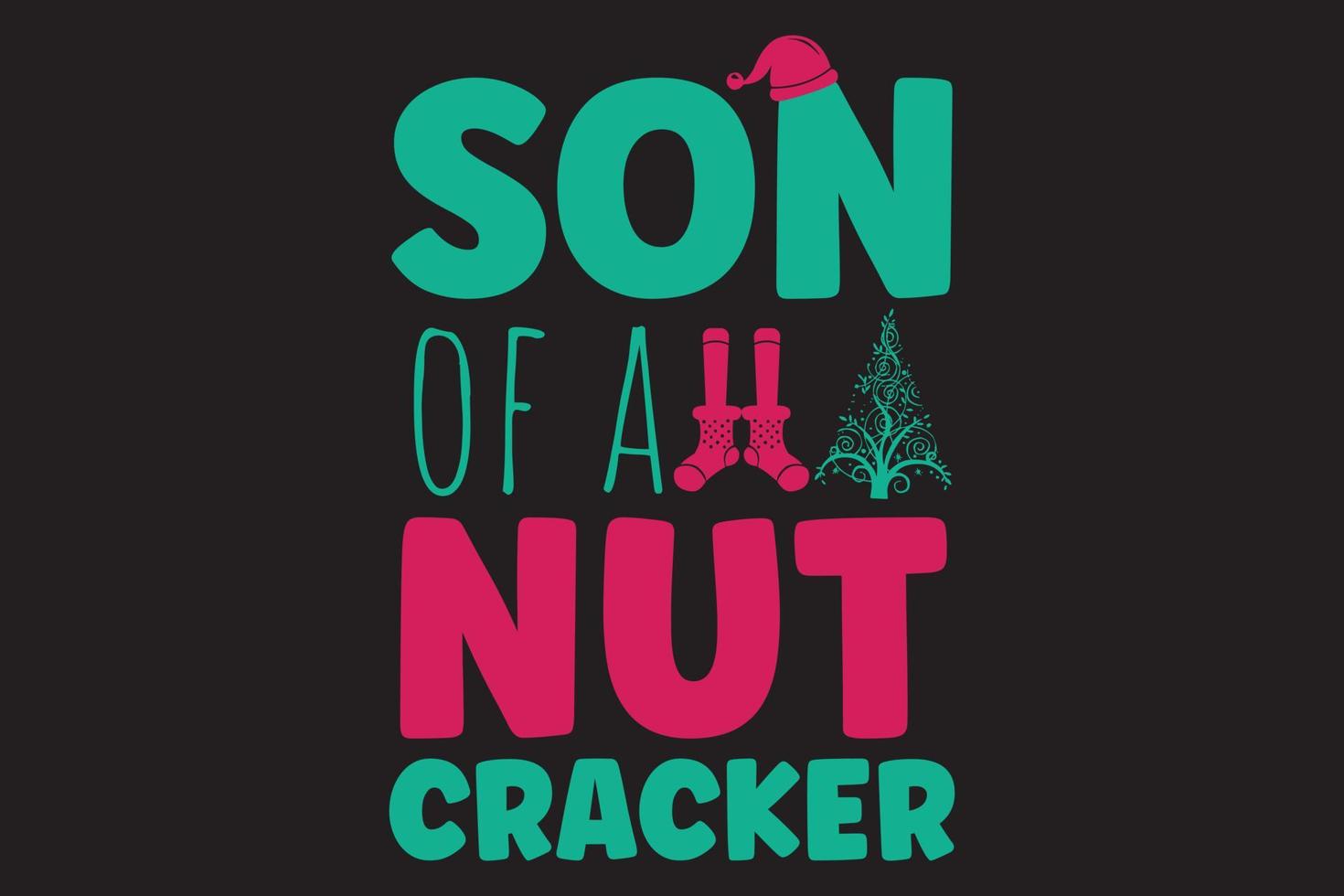 son till en nötknäckare jul t-shirt design. vektor