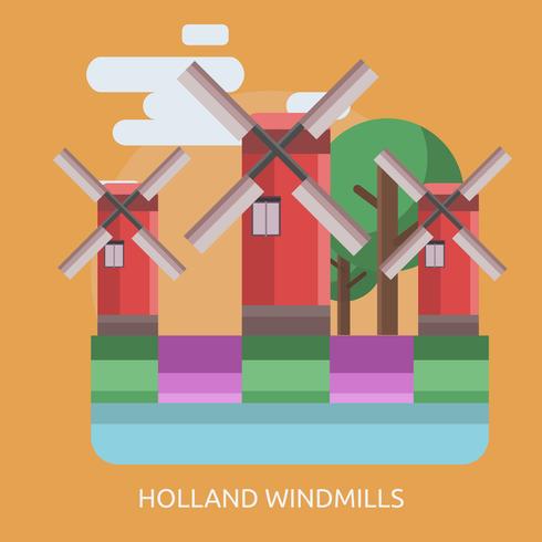 Holland Windmills Konzeptionelle Darstellung vektor