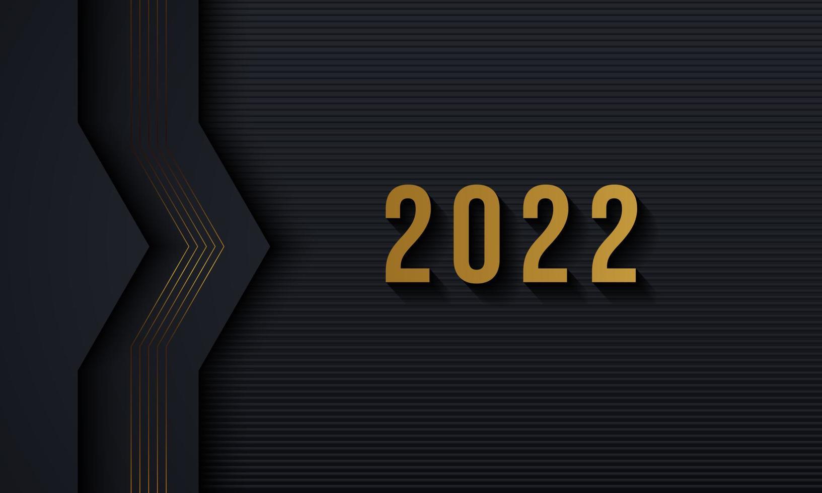 Frohes neues 2022 Jahr elegante goldene Hintergrundgoldlinie, tiefer Schatten und Licht. minimalistische Textvorlage vektor