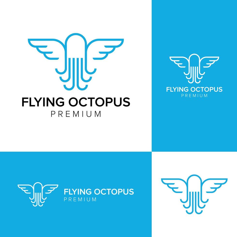flygande bläckfisk logotyp ikon vektor mall