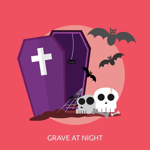 Grave At Night Konceptuell illustration Design vektor