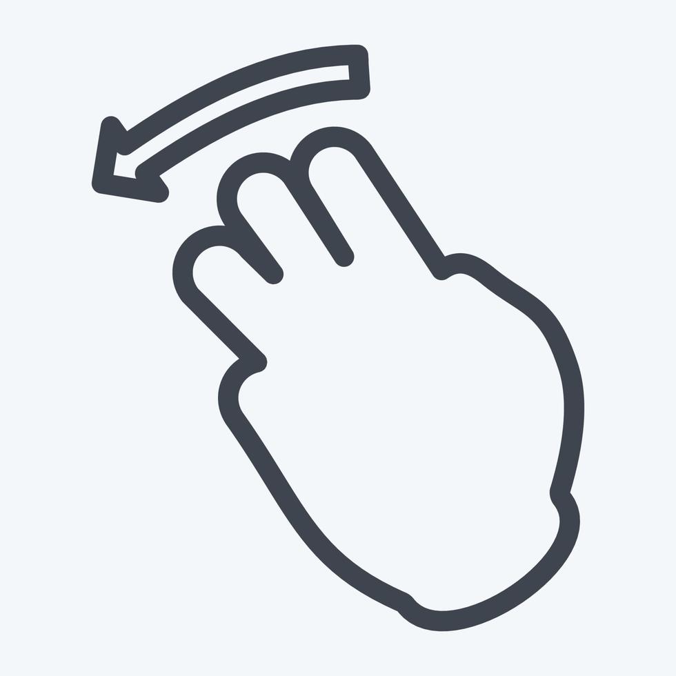 Symbol drei Finger links - Linienstil - einfache Illustration, bearbeitbarer Strich vektor