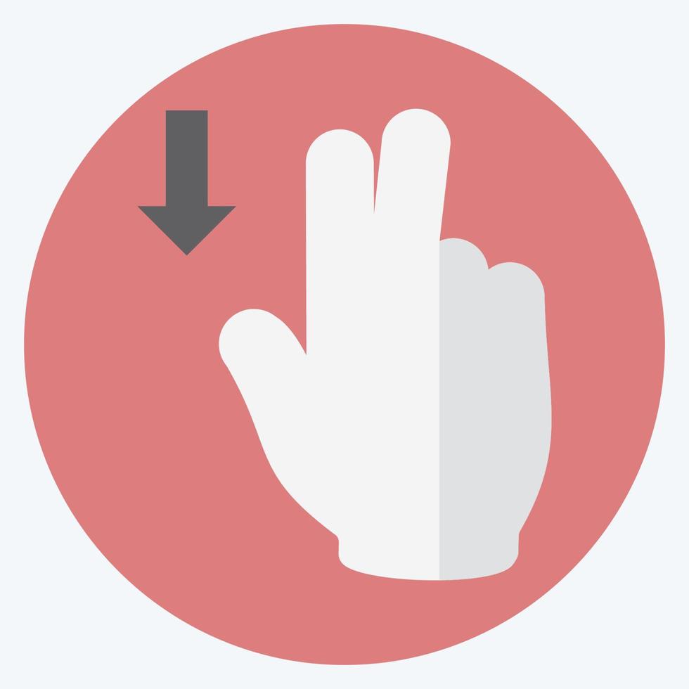 Symbol mit zwei Fingern nach unten - flacher Stil - einfache Illustration, bearbeitbarer Strich vektor