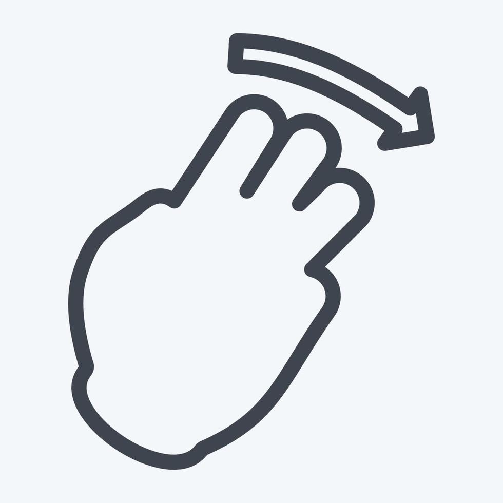 Symbol drei Finger rechts - Linienstil - einfache Illustration, bearbeitbarer Strich vektor