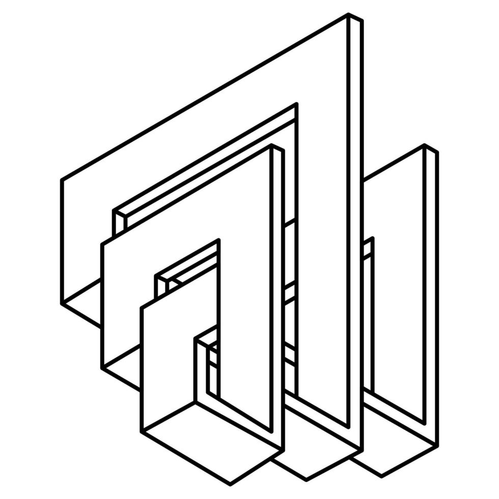 omöjliga optiska illusionsformer. op art objekt. omöjliga siffror. linjekonst. vektor