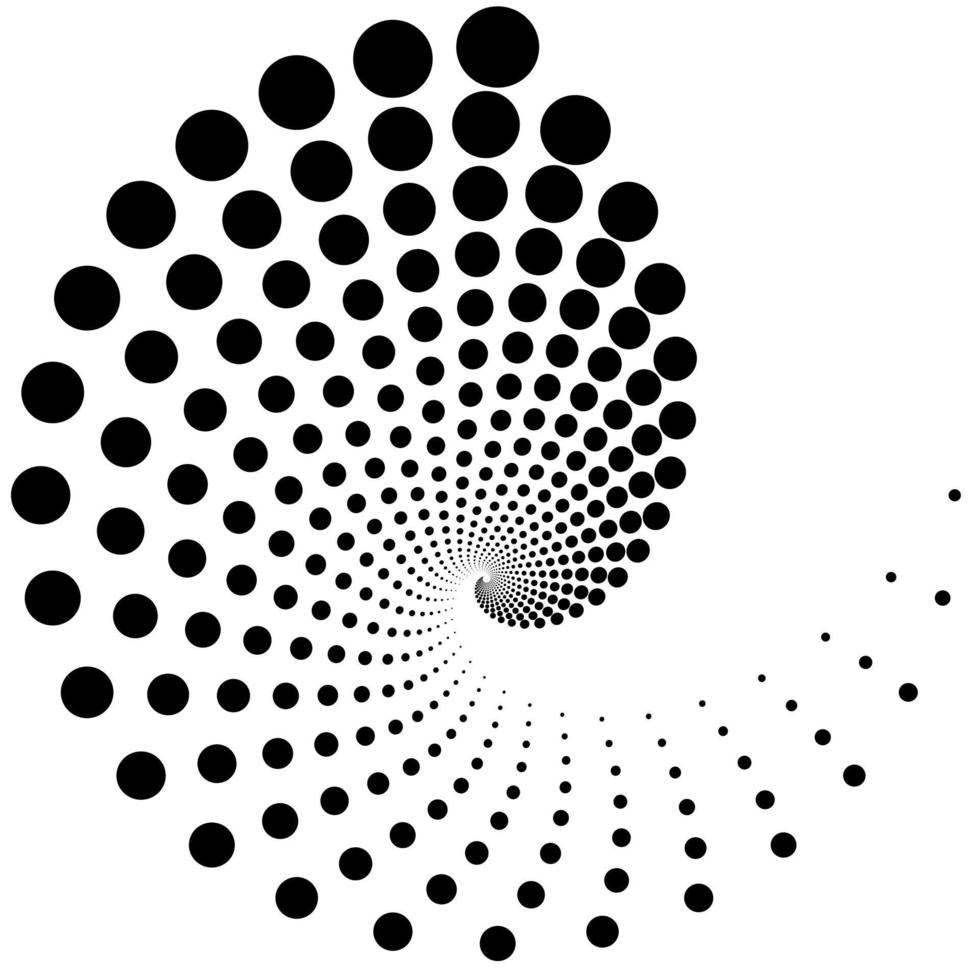 abstrakt monokrom bakgrund, dekorativt element, design spiral prickar, optisk illusion vektor