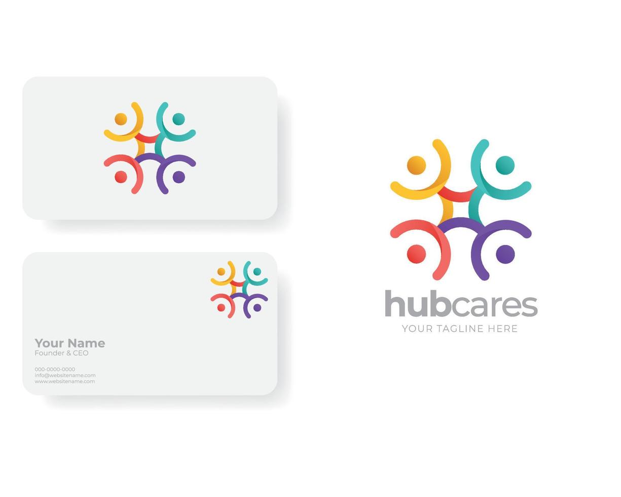 Community People Care Logo mit Visitenkartenvorlage vektor