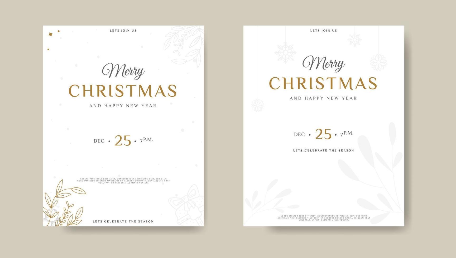 Einladungskartenschablone der frohen Weihnachten mit Hand gezeichneter Illustration in der Hand gezeichnetem flachem Design vektor