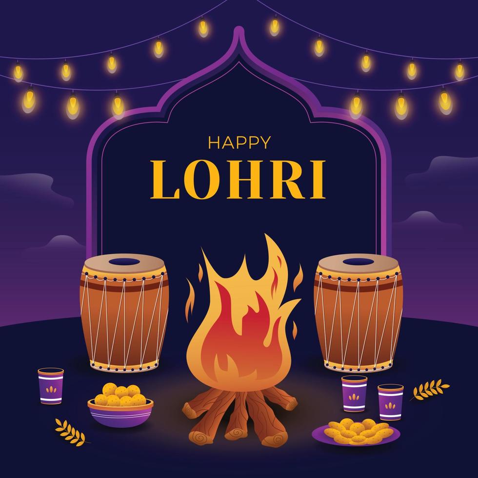 glad lohri festlighet bakgrund vektor