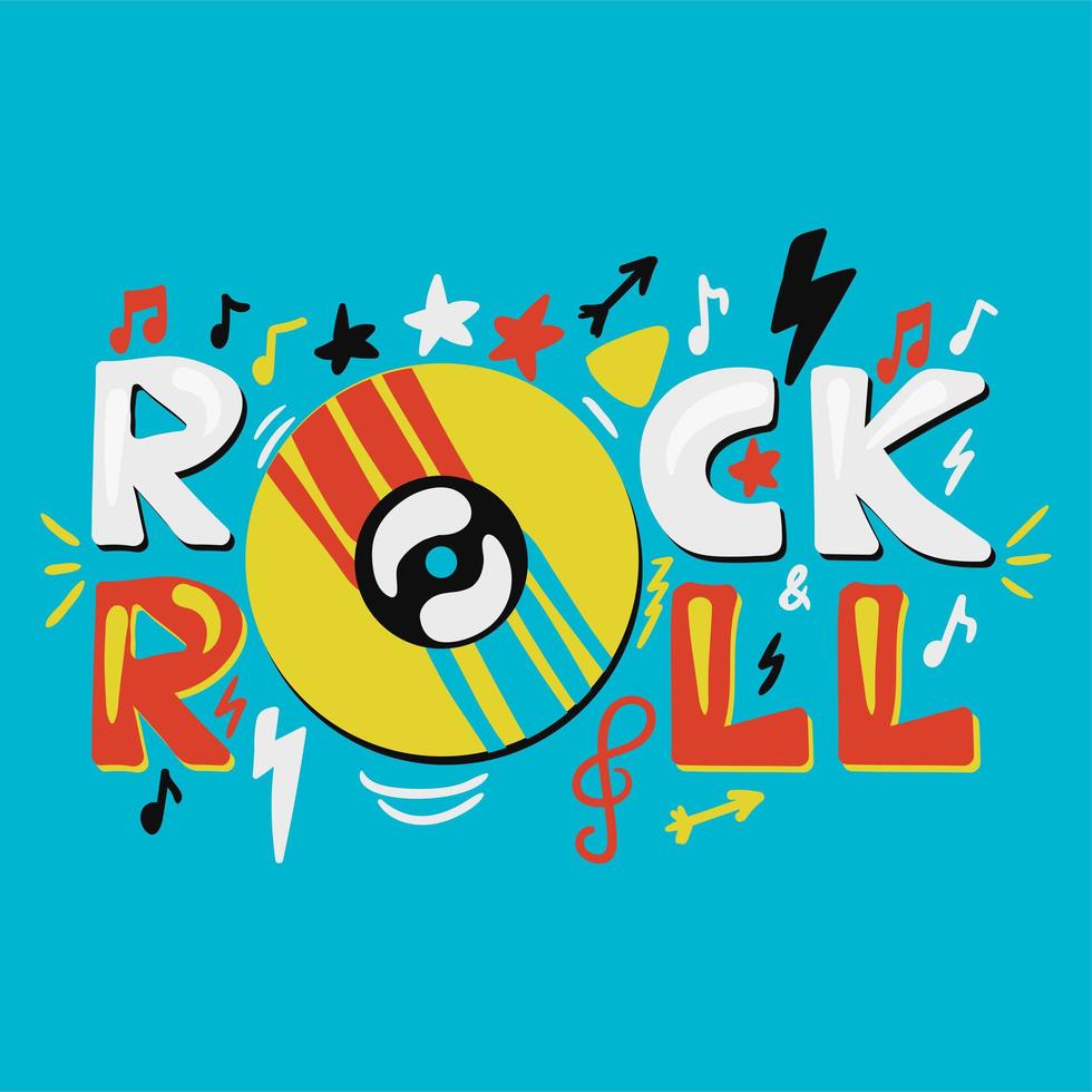 inspirierendes und motivierendes handgezeichnetes Konzept Rocknroll vektor