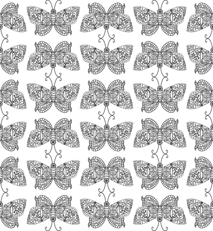 Steampunk Schmetterling nahtloses Muster vektor