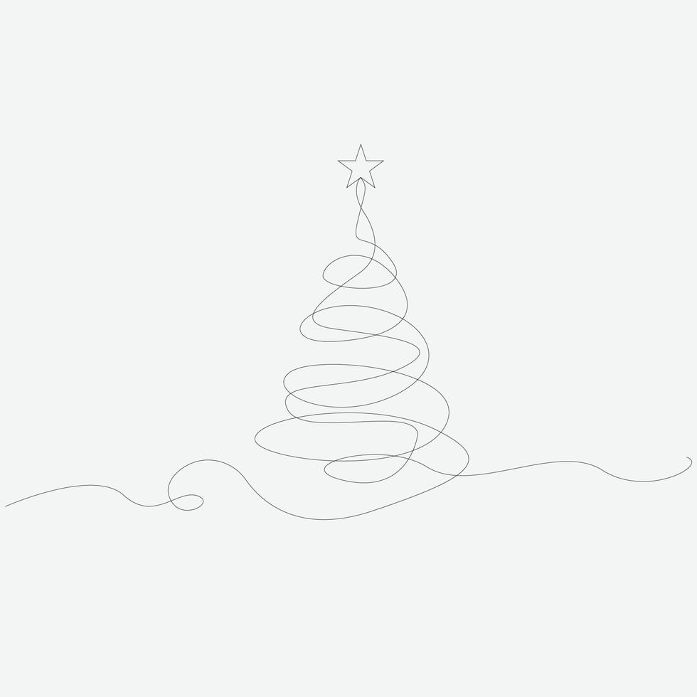 Weihnachtsbaum eine Strichzeichnung vektor