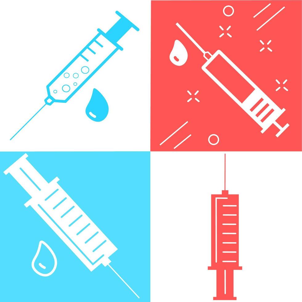 uppsättning medicinsk spruta, injektionsnål, injicera nål koncept av vaccination, injektion. trendig platt stil. vektor illustration. läkemedelsdos affärsidé. symbol webbdesign, logotyp, app, ui.