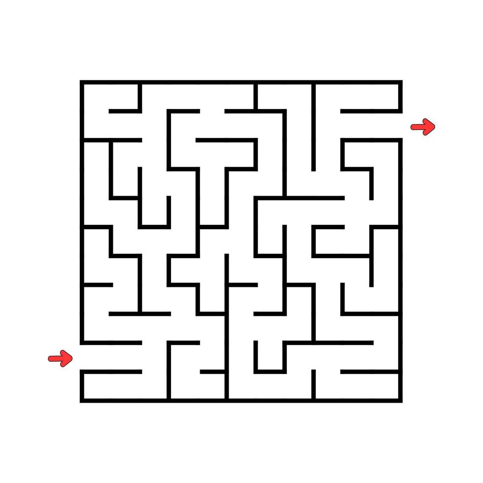 quadratisches Labyrinth. Spiel für Kinder. Puzzle für Kinder. Labyrinth-Rätsel. Vektorillustration. finde den richtigen Weg. vektor