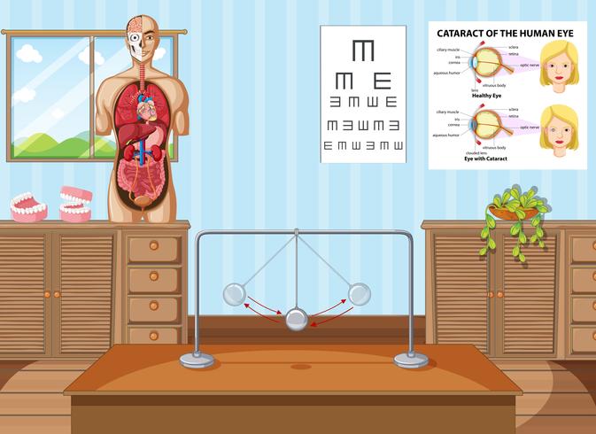 Wissenschaftsunterricht mit Ausrüstungen und Diagrammen vektor