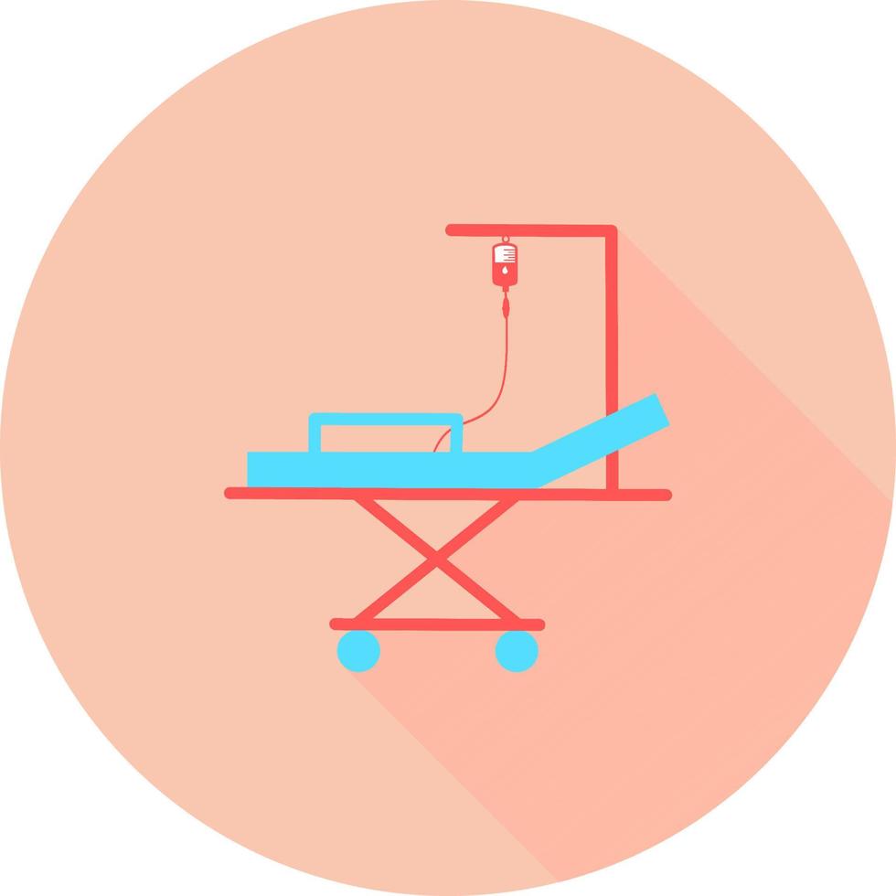 Krankenhausbett im Kreis mit langen Schatten. Symbol der Intensivstation. Reanimation, Rehabilitation, Krankenstation. Vektorillustration kann für Themen wie Gesundheitswesen, medizinische Versorgung, Medizin verwendet werden. vektor