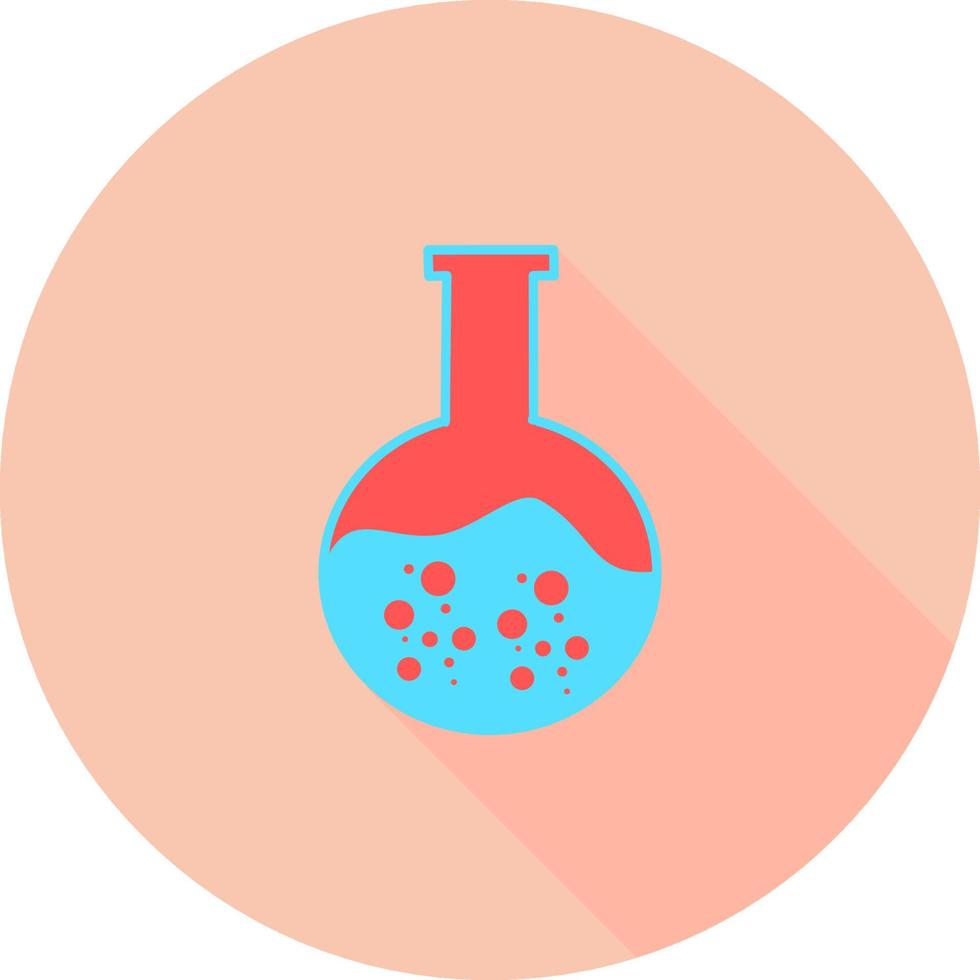 kemiska provrör i cirkel ikon med långa skuggor. utrustning för laboratorieglas eller bägare. trendiga moderna vektorsymbol. enkel platt illustration. glaskemikalie, laboratoriekolvar för vetenskapslabb. vektor