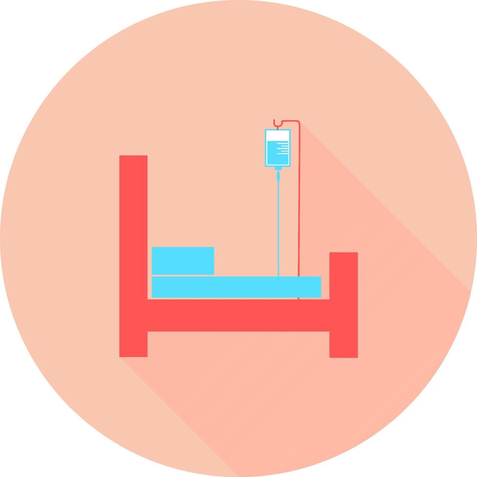 Krankenhausbett im Kreis mit langen Schatten. Symbol der Intensivstation. Reanimation, Rehabilitation, Krankenstation. Vektorillustration kann für Themen wie Gesundheitswesen, medizinische Versorgung, Medizin verwendet werden. vektor