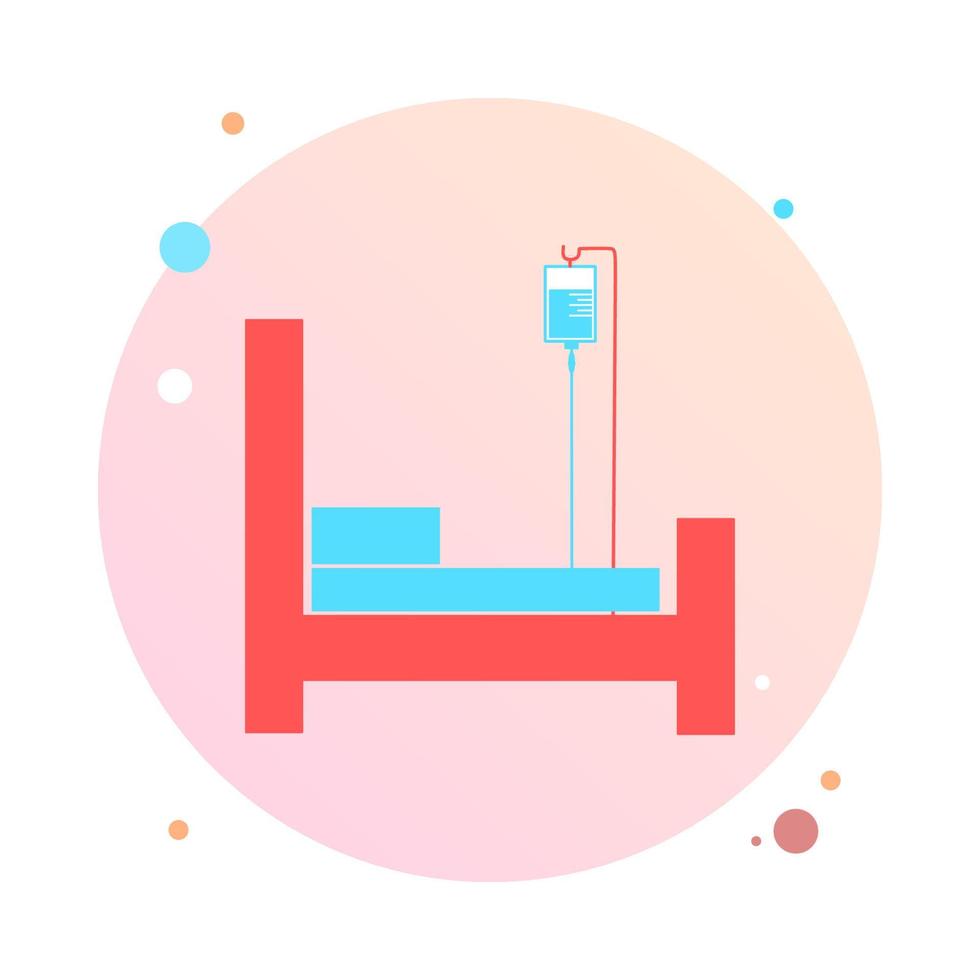 Krankenhausbett im Kreissymbol. Symbol der Intensivstation. Reanimation, Rehabilitation, Krankenstation. medizinisches Konzept. Vektorillustration kann für Themen wie Gesundheitswesen, Krankenhaus, Klinik verwendet werden. vektor