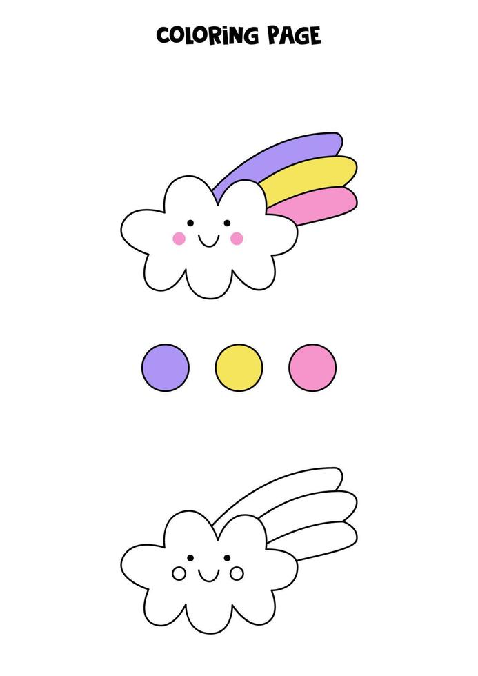 Farbe süße Cartoon-Wolke mit Regenbogen. Arbeitsblatt für Kinder. vektor