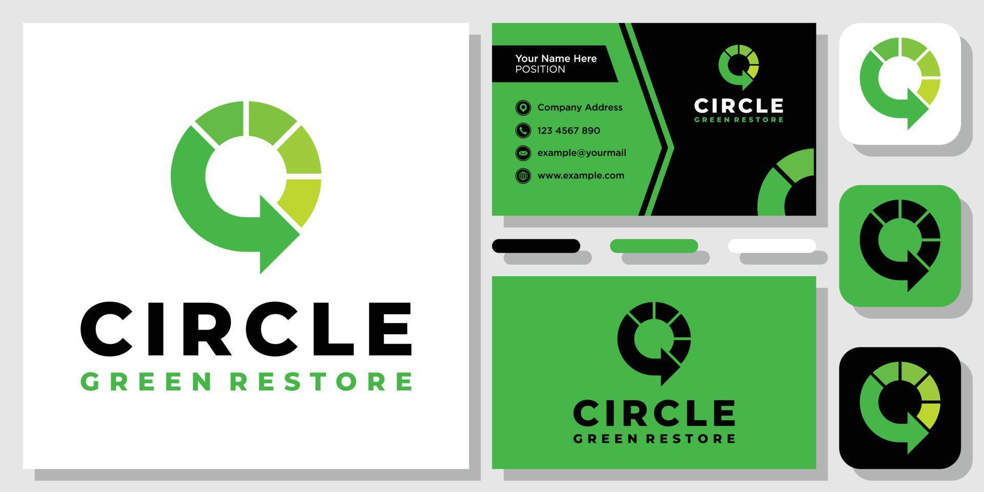 cirkel återvinning eco grön pil vänlig miljö logotyp design inspiration med layoutmall visitkort vektor