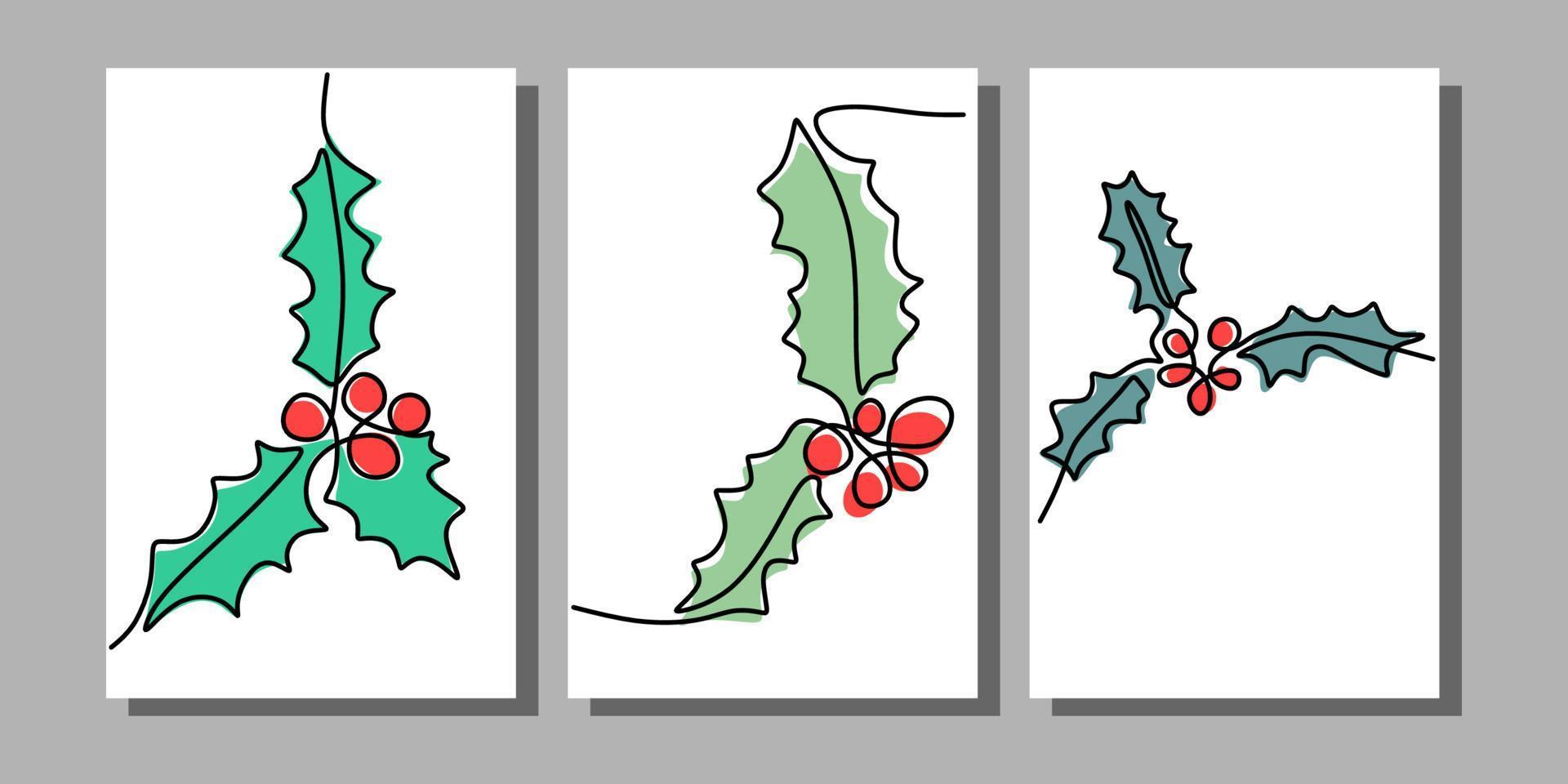 kontinuerlig en enda rad surrealistiska vinterblommaaffischer vektor