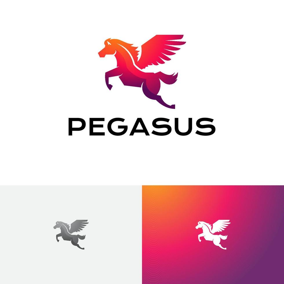 stor pegasus flygande hoppande bevingad häst logotyp vektor