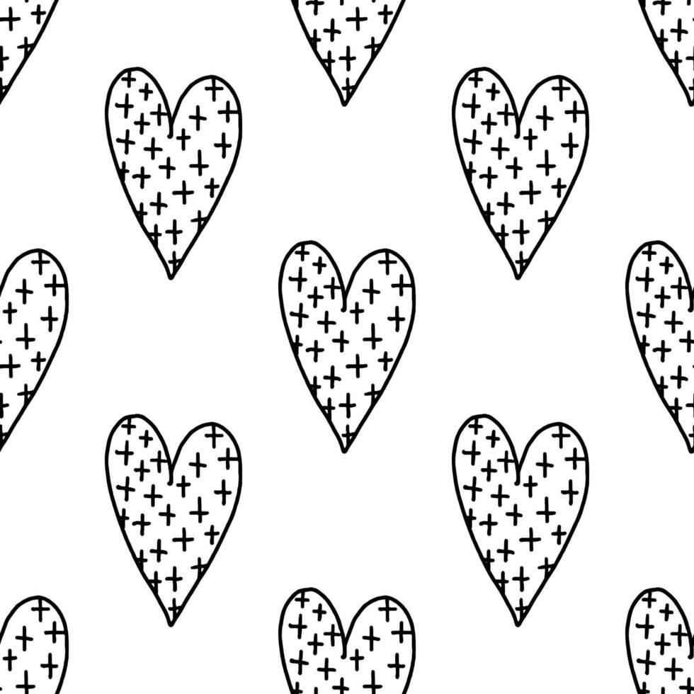 hjärta doodle ritning seamless pattern.design dekoration element. vektor