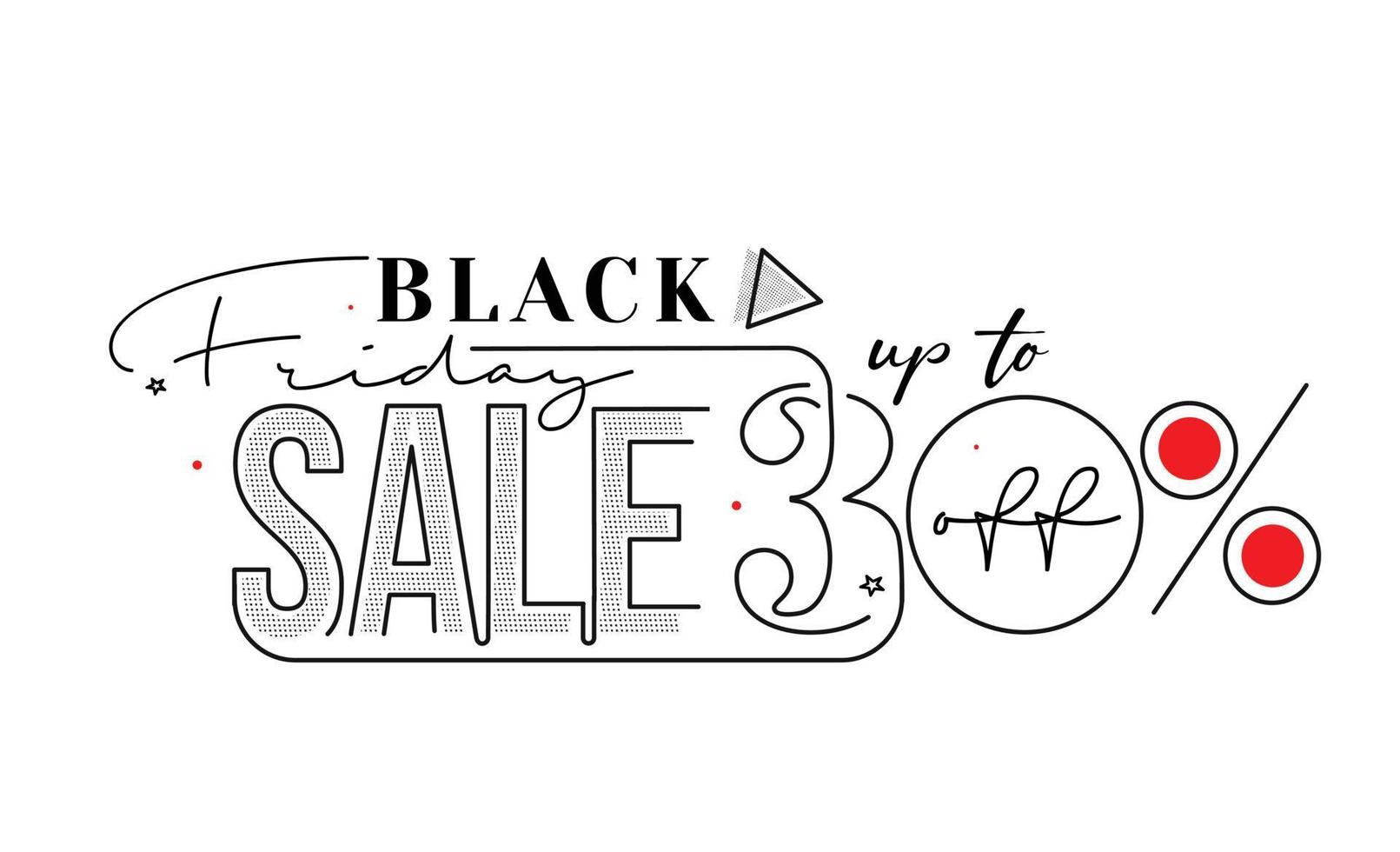 Black Friday Sale Promotion Poster oder Banner Design, Sonderangebot 30 Verkauf, Promotion und Shopping Vector Template.