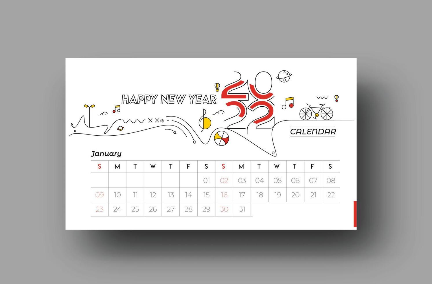 gott nytt år 2022 februari kalender - nyårs semester designelement för julkort, kalender banner affisch för dekorationer, vektor illustration bakgrund.
