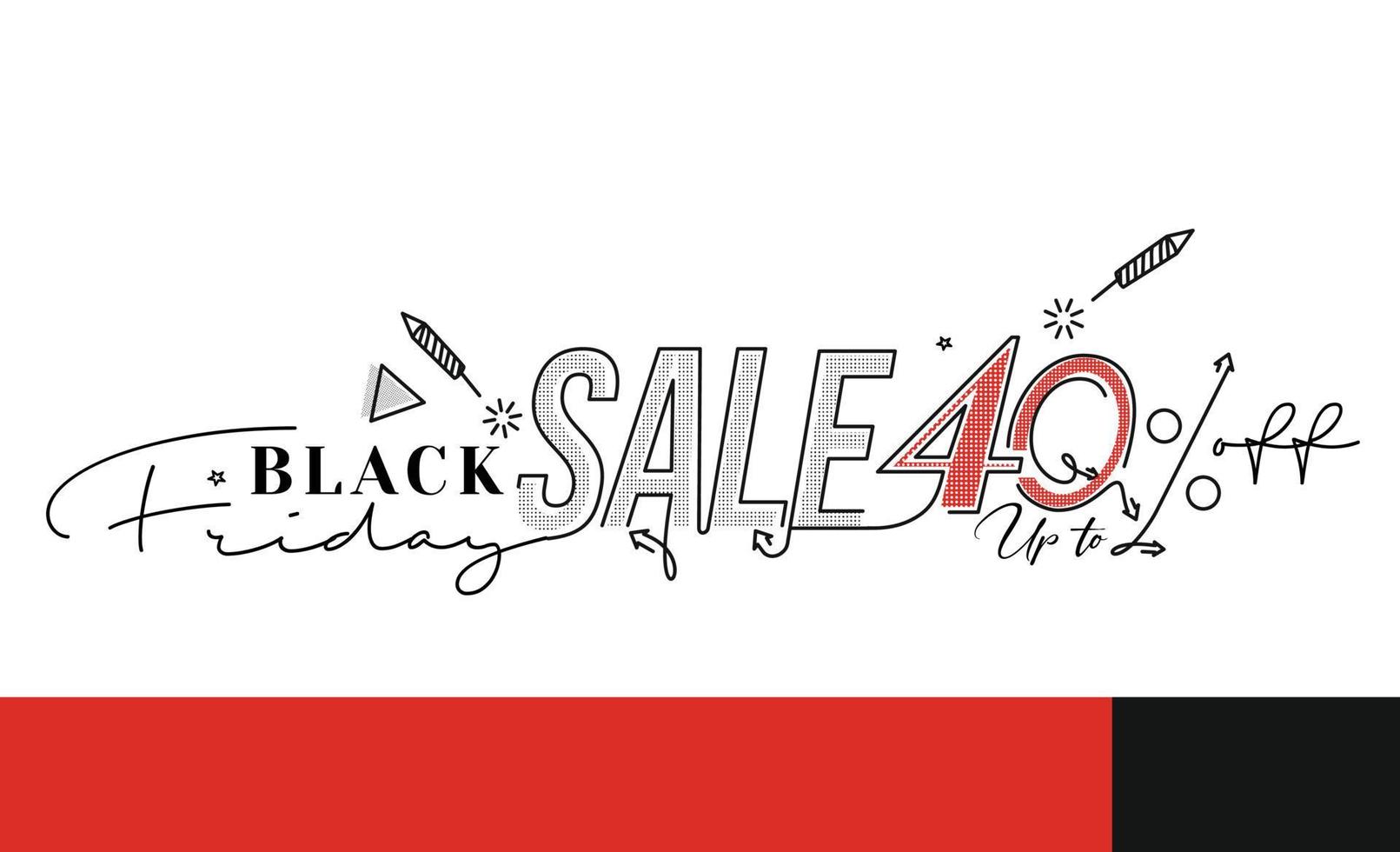 Black Friday Sale Promotion Poster oder Banner Design, Sonderangebot 40 Verkauf, Promotion und Shopping Vector Template.