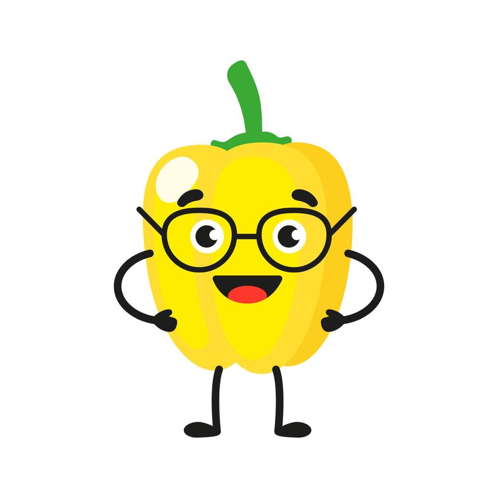 Vektor-Cartoon fröhliche süße gelbe Paprika Charakter. vektor