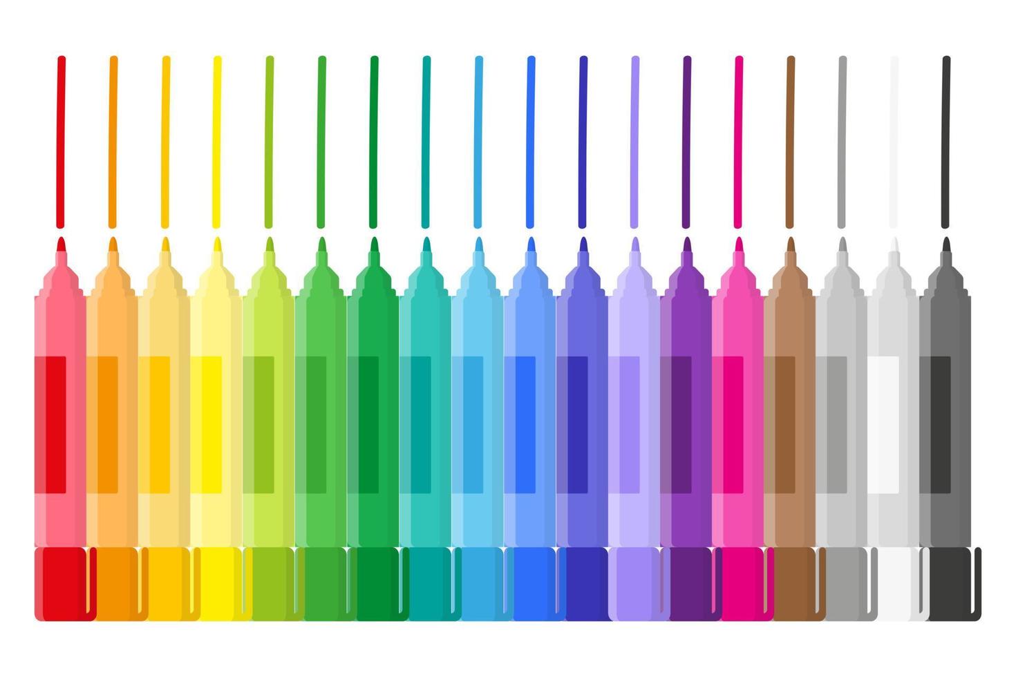 Vektor-Cartoon-Set von farbigen Markierungen und Strichen. vektor