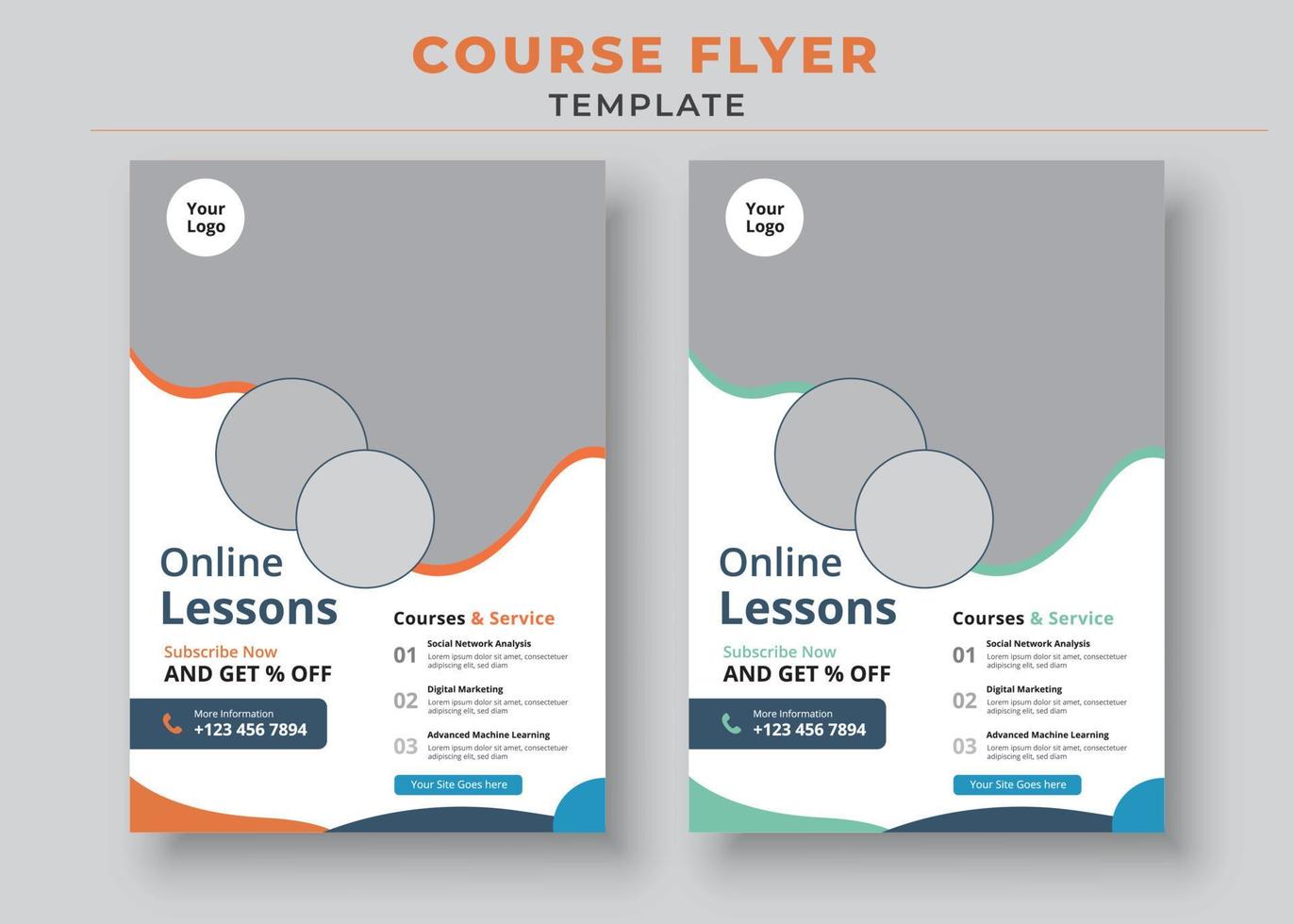 Kursflyer-Vorlage, Online-Klassenflyer, Bildungsflyer, Online-Kursflyer und Poster vektor