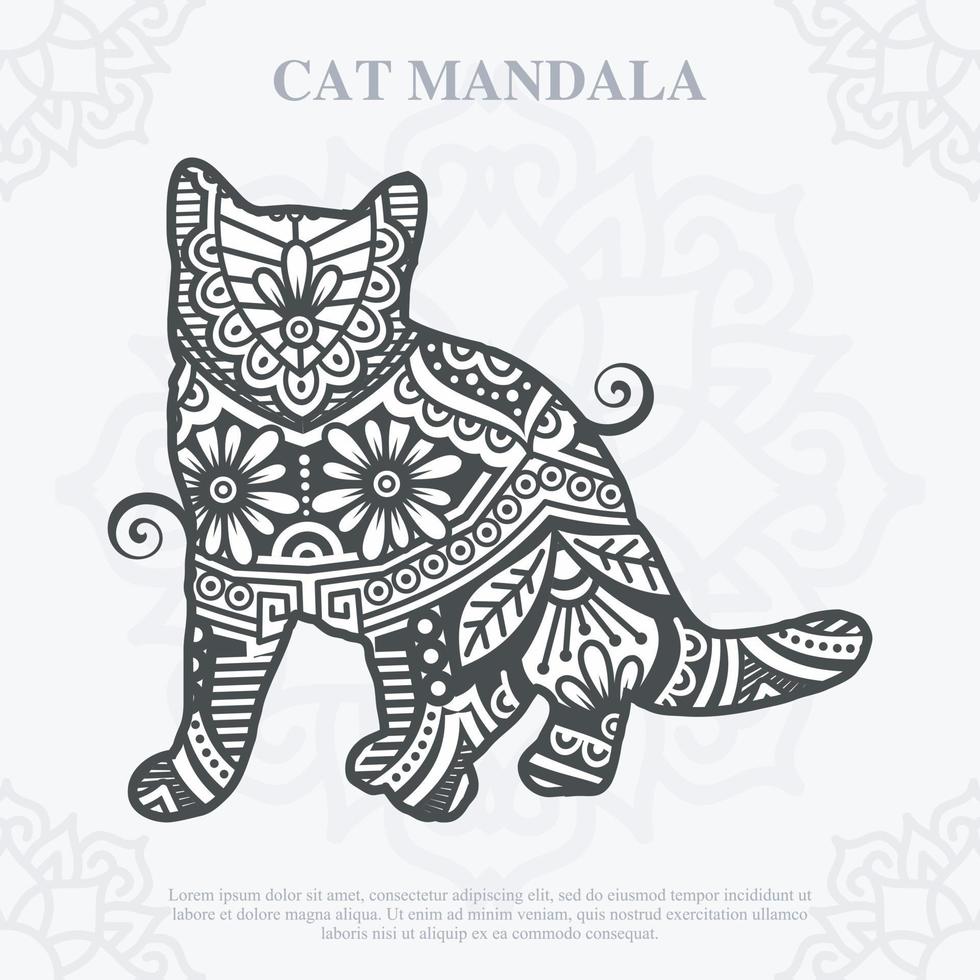 Katze Mandala Linie Kunststil. Boho Katzen svg. Vektoreps 10 vektor