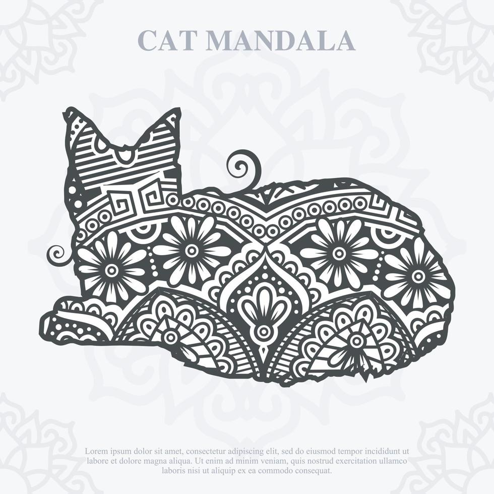 Katze Mandala Linie Kunststil. Boho Katzen svg. Vektoreps 10 vektor