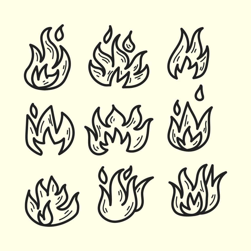 samling av brand doodle illustration vektor