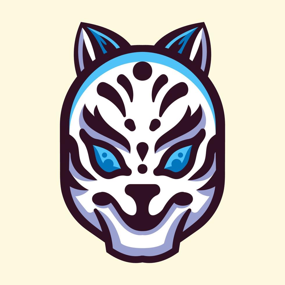 japansk kitsune mask illustration logotyp vektor