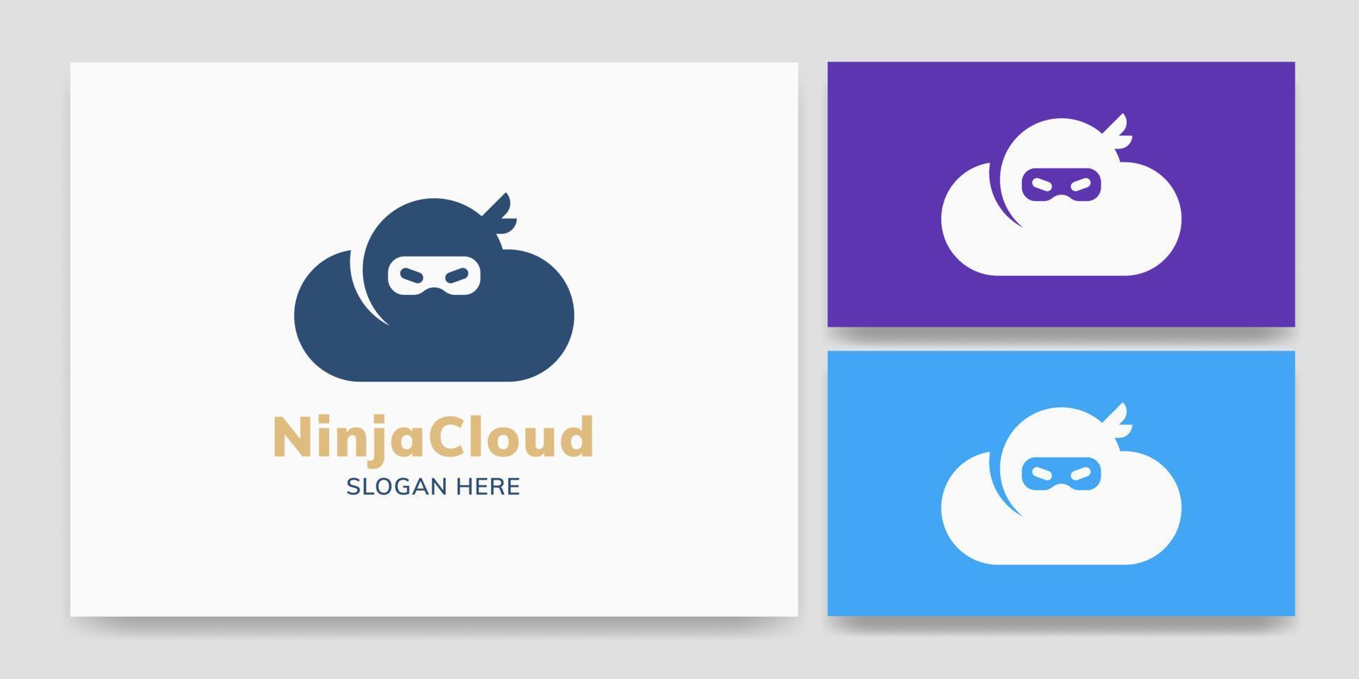 Ninja Cloud Logo Konzept Vorlagendesign vektor