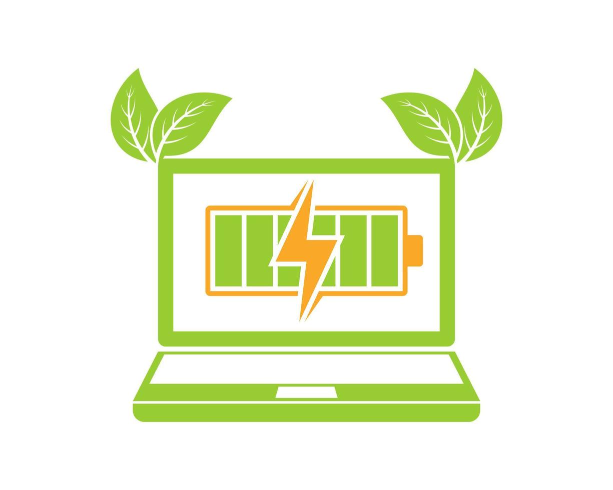 Natur-Laptop mit Energie-Akkuladung im Inneren vektor