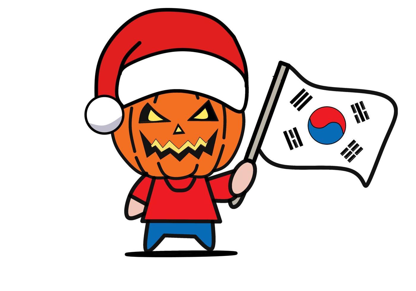 halloween santa seriefigur illustration bär en flagga. vektor