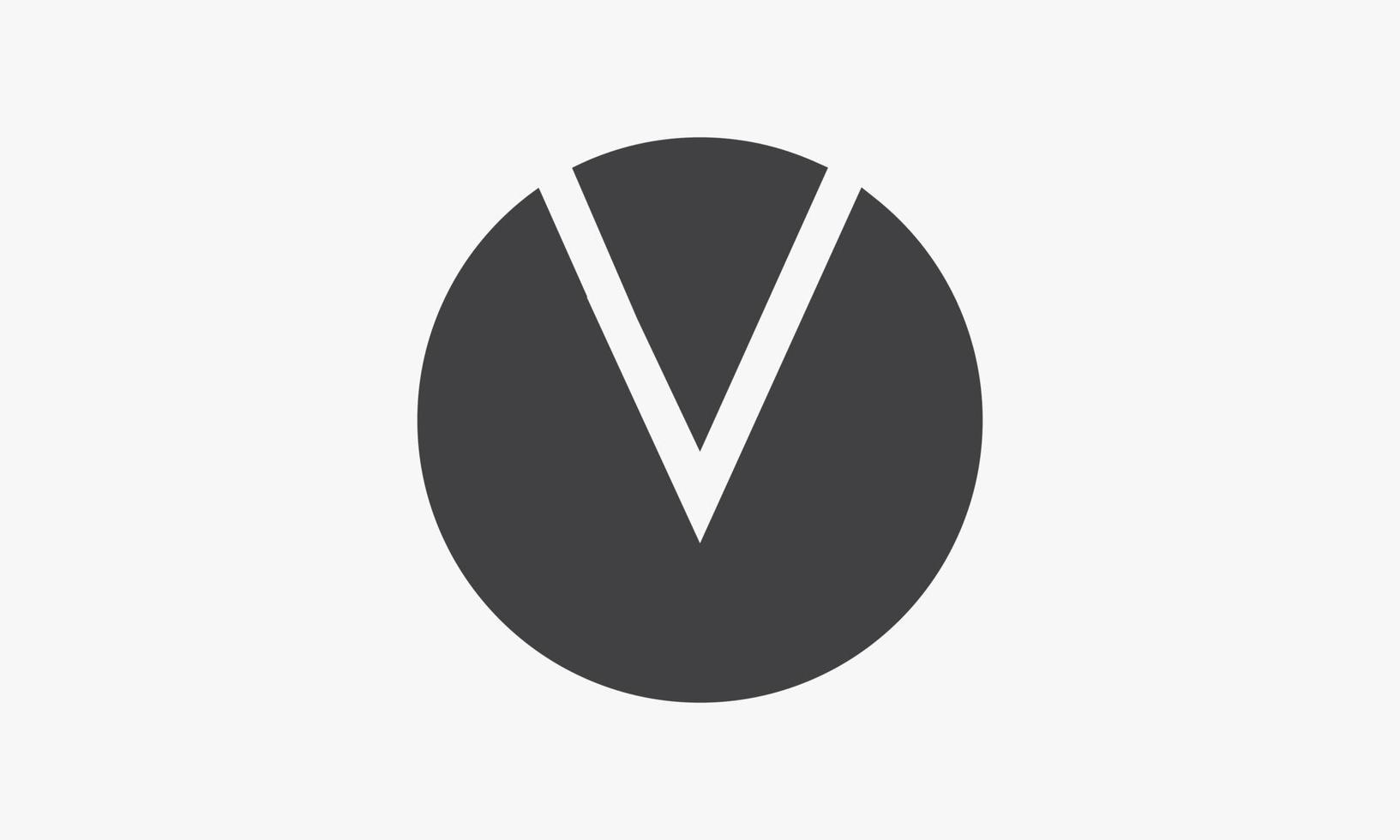 Buchstabe v Kreis-Logo-Design-Vektor isoliert auf weißem Hintergrund. vektor