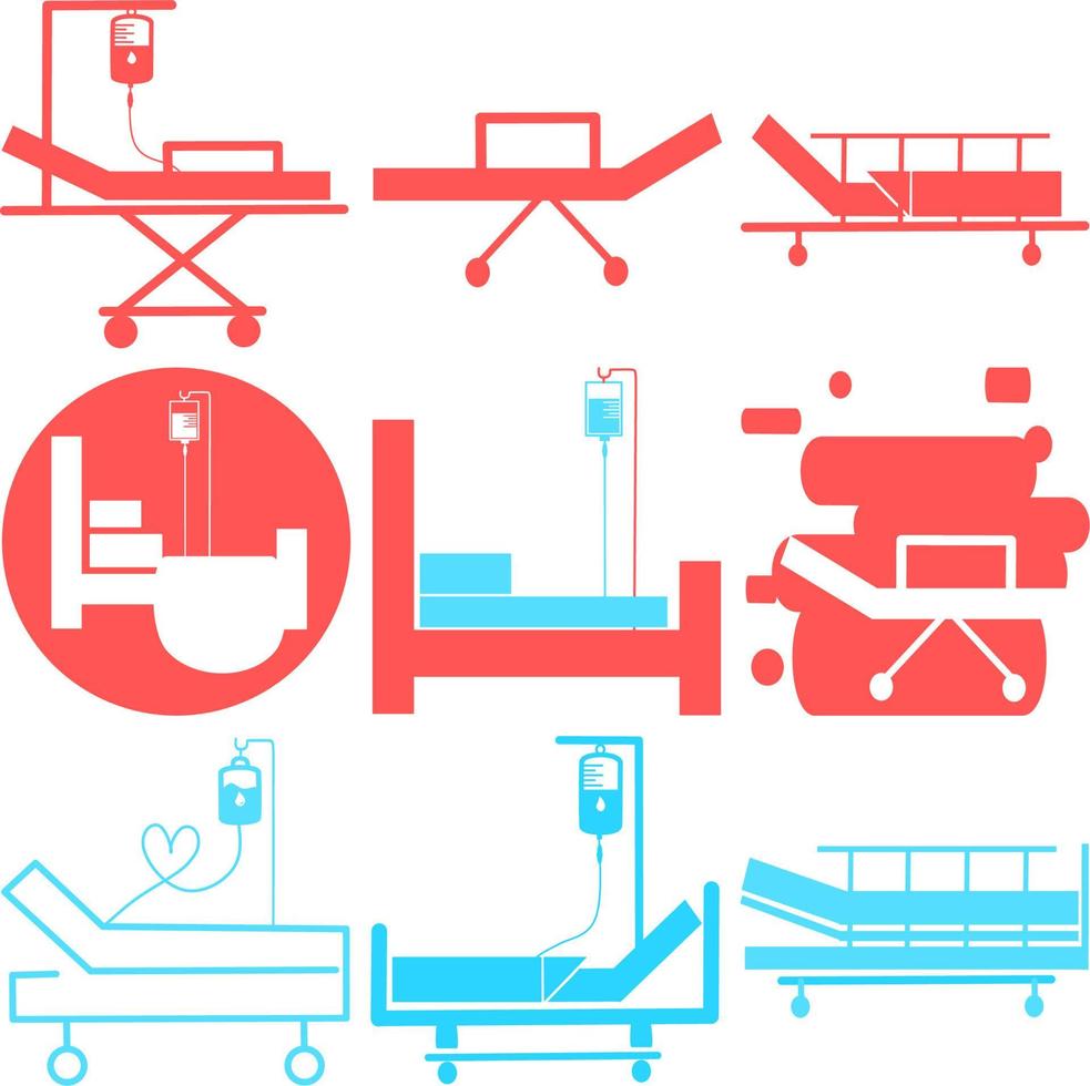 Krankenhausbett. Symbol der Intensivstation. Reanimation, Rehabilitation, Krankenstation. Medizin Konzept. Vektorillustration kann für Themen wie Gesundheitswesen, Krankenhaus, medizinische Versorgung, Chemotherapie verwendet werden vektor