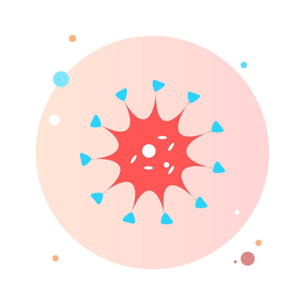 coronavirus i cirkel ikon. bakterier, mikrober och virus tecken och symbol i platt design. nya coronavirusutbrott covid-19 2019-ncov-symptom i rund form för mobilkoncept och webbappar. vektor