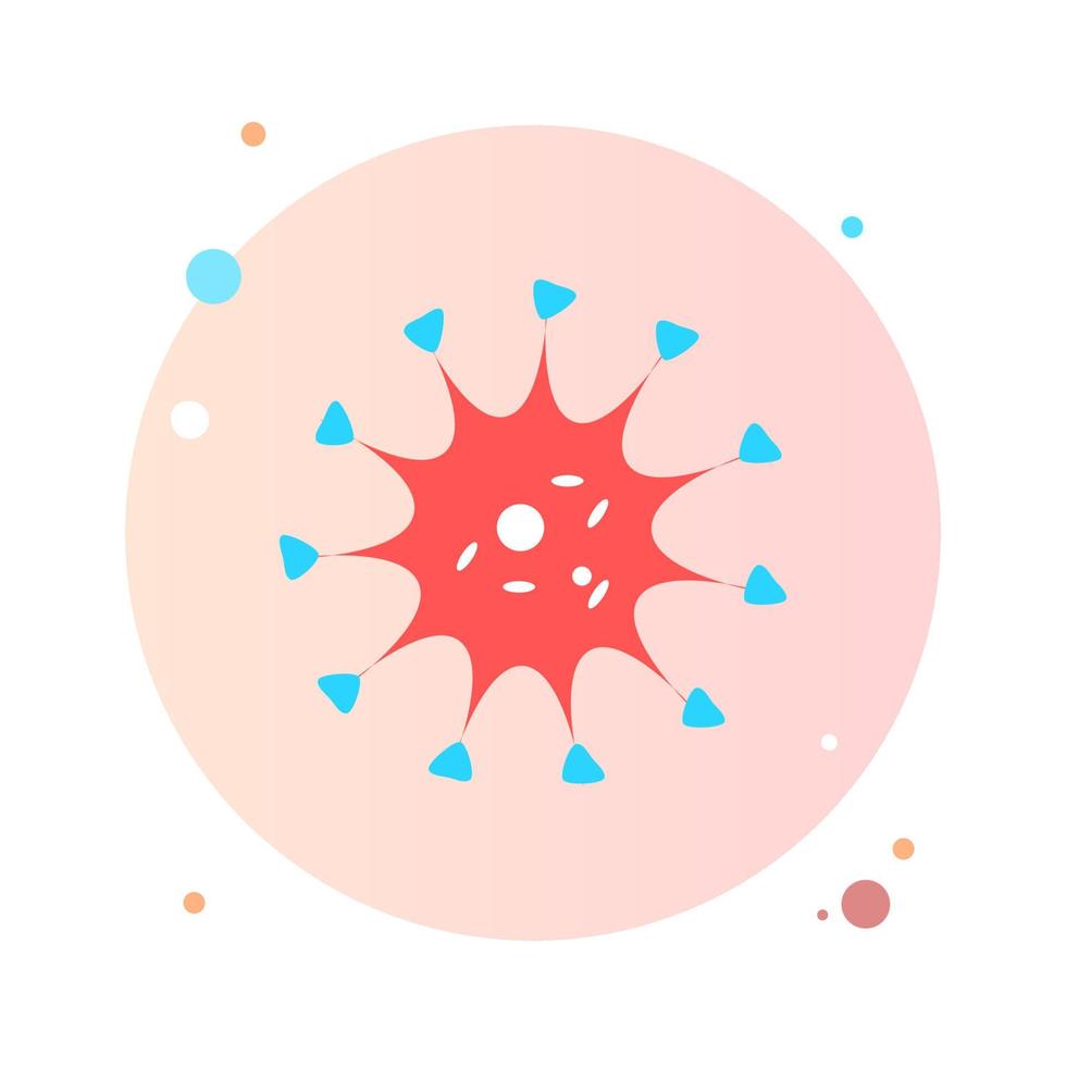 Coronavirus im Kreissymbol. Bakterien, Mikroben und Virenzeichen und -symbol in flachem Design. neuartiger Coronavirus-Ausbruch covid-19 2019-ncov-Symptome in runder Form für mobile Konzepte und Web-Apps. vektor